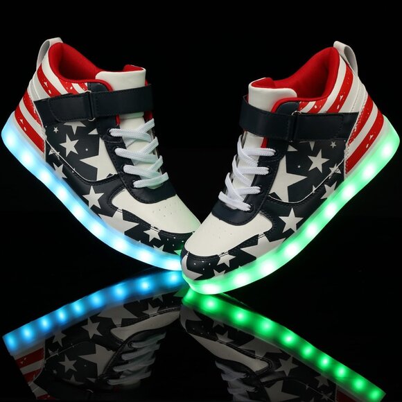 ⚡Unisex Star High Top USB Charging Light Up Shoes Sports LED Dancing Sneakers - Picture 4 of 7